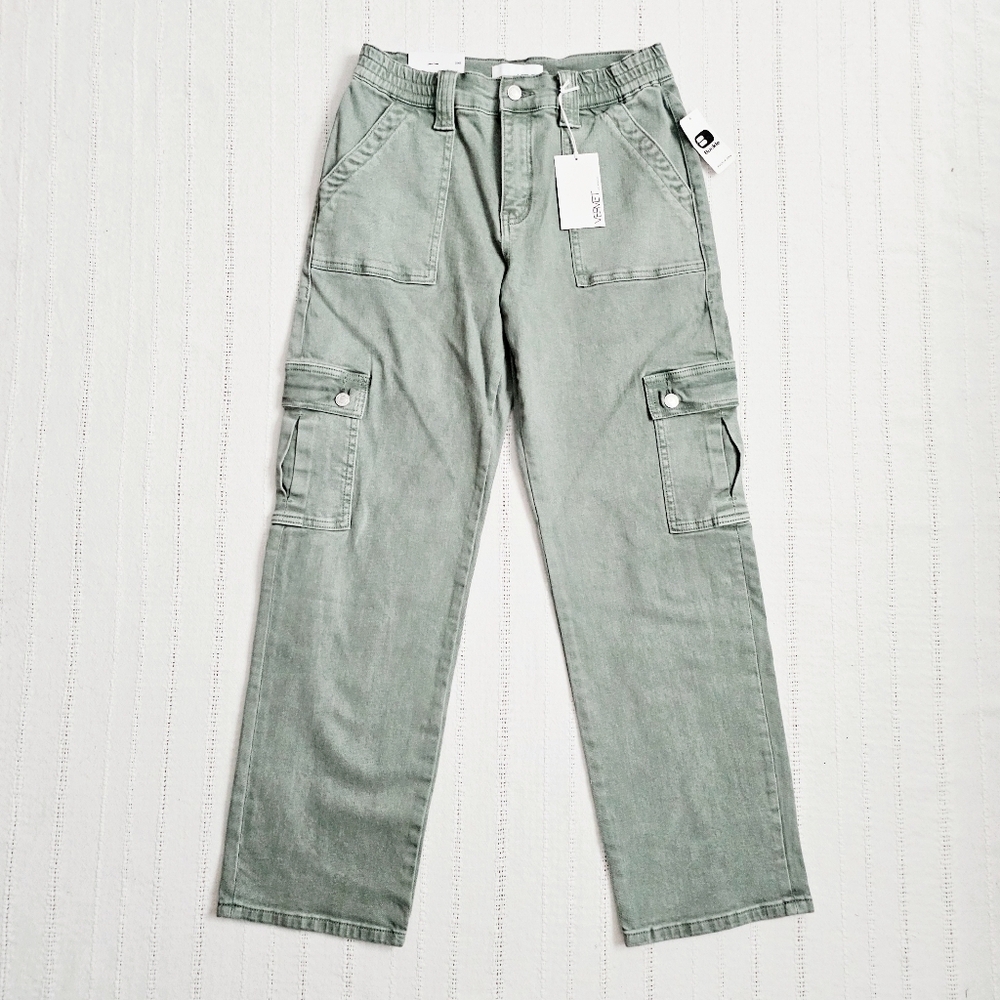 Vervet HR Straight Fit Jeans Utility Cargo Olive Dixie Patch Pocket 9/29 NEW - Picture 2 of 16